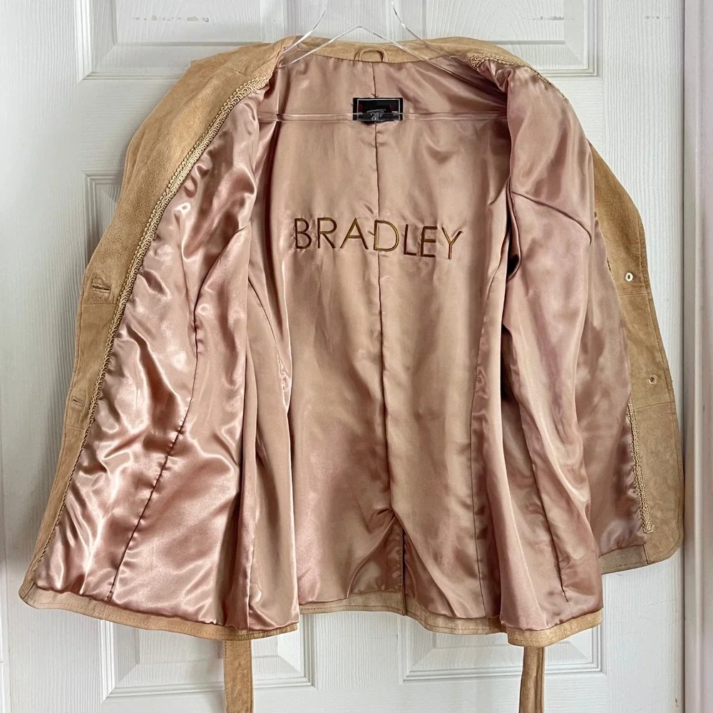 Bradley Suede Safari Jacket Women Short Sleeve Belted Tan Retro Western Boho